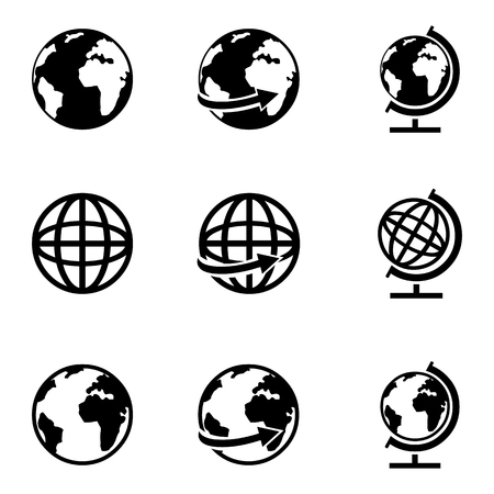 Vector Set of 9 Basic Globe Iconsのイラスト素材
