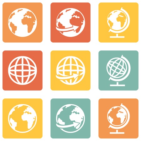 Vector Set of 9 Basic Globe Iconsのイラスト素材