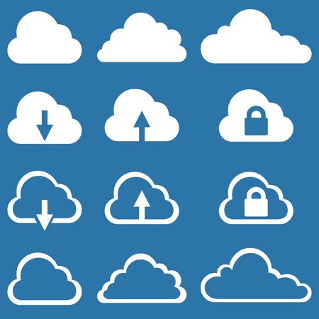 Vector Set of 9 Basic Cloud Iconsのイラスト素材