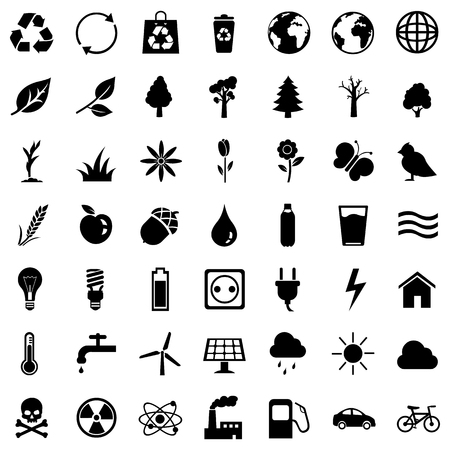 Vector Set of Black Basic Ecologic Iconsのイラスト素材