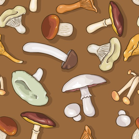 Vector Seamless Pattern Background of Sketch Mushroomsのイラスト素材