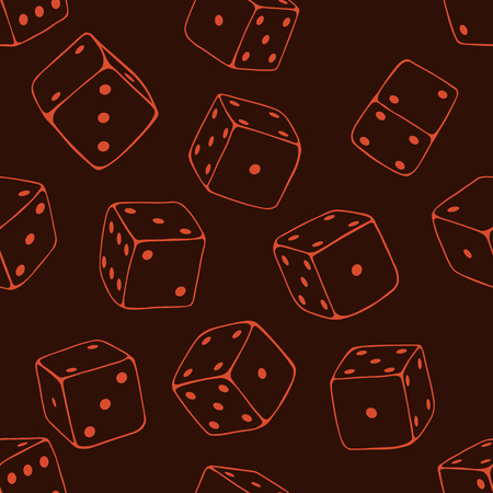 Vector Seamless Pattern Background of Lineart Dicesのイラスト素材
