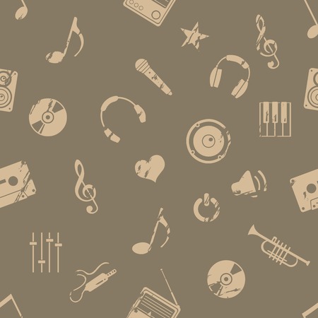 vector seamless pattern background of music symbolsのイラスト素材