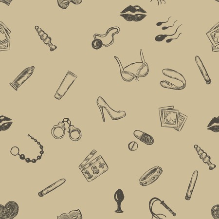 Vector Seamless Pattern Background of Sex Shop Itemsのイラスト素材