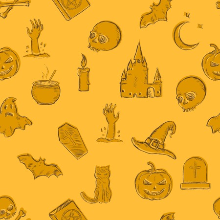 Vector Seamless Pattern Background of Halloween Signsのイラスト素材