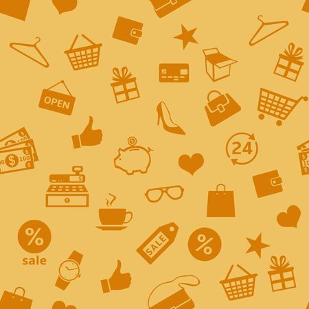 Vector Seamless Pattern Background of Shopping Signs.のイラスト素材