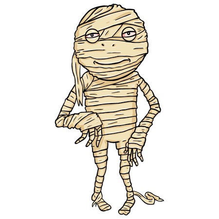 Vector Single Isolated Cartoon Halloween Character - Mummy.のイラスト素材