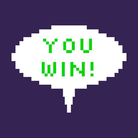 Vector Pixel Bubble - You Win. Dark Backgroundのイラスト素材