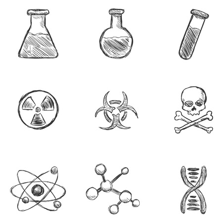 Vector Set of  Sketch Chemistry  Iconsのイラスト素材