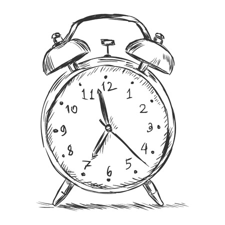 vector sketch illustration - alarm clock on white backgroundのイラスト素材