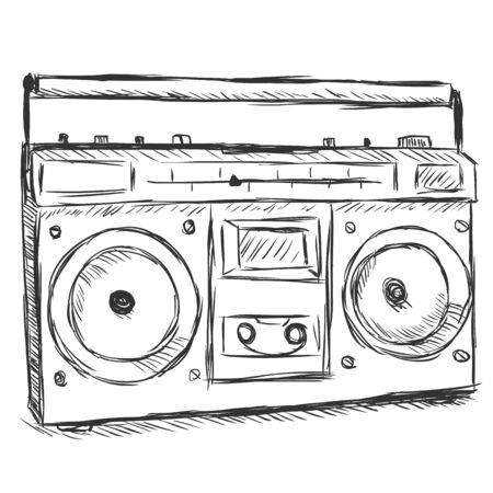 vector sketch illustration - tape recorderのイラスト素材