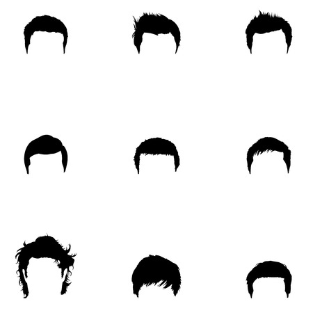 Vector Set of Male  Hairdress. Type of Men Hairstyles.のイラスト素材