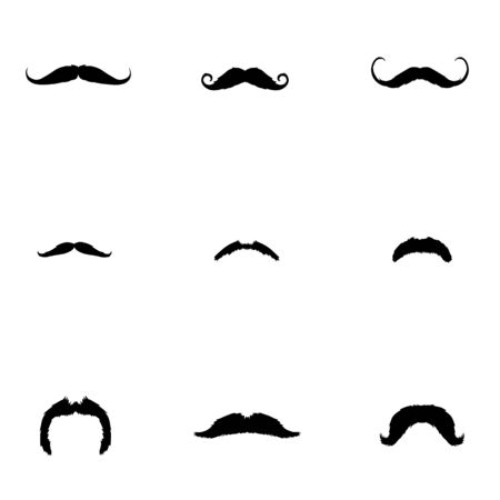 Vector Set of Mustache Silhouettes. Types of Mustaches.のイラスト素材