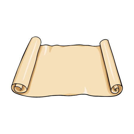 Vector Single Cartoon Scroll on White Backgroundのイラスト素材