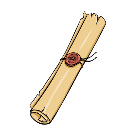 Vector Single Cartoon Scroll on White Backgroundのイラスト素材