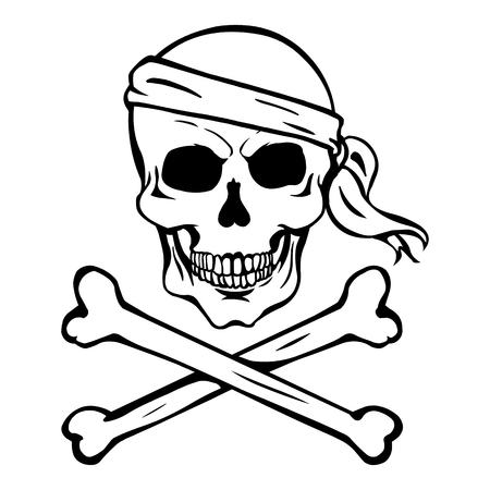 Vector Single Lineart Skull on White Backgroundのイラスト素材