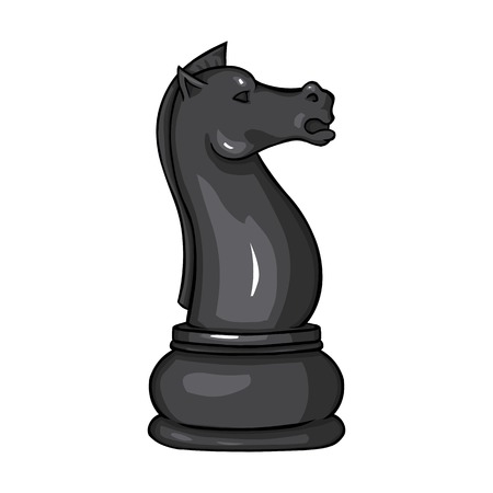 Vector Single Cartoon Chess Figure - Knight on White Backgroundのイラスト素材