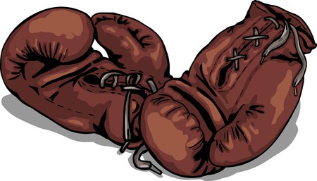 vector cartoon old boxing gloves on White Backgroundのイラスト素材