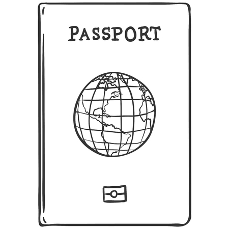 Vector Single Sketch Passport on White Backgroundのイラスト素材