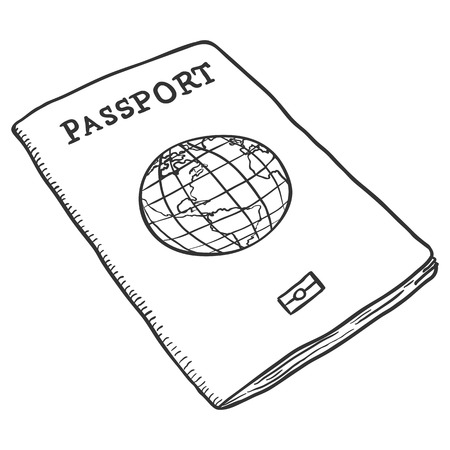 Vector Single Sketch Passport on White Backgroundのイラスト素材