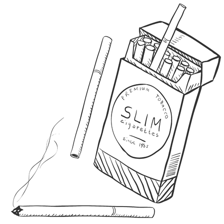 Vector Set of Slim Cigarettes on White Backgroundのイラスト素材