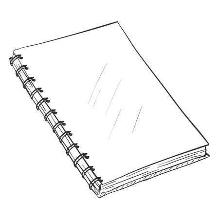 Vector Single Sketch Spiral Notebook on White Backgroundのイラスト素材