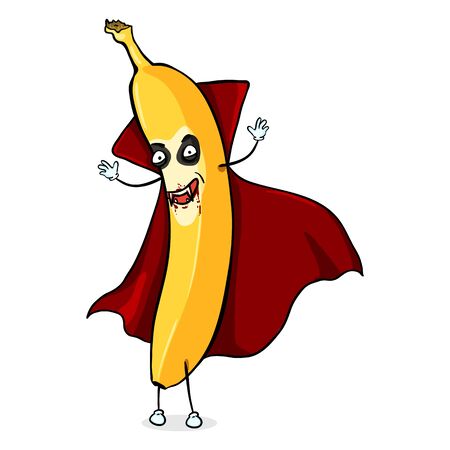Vector Cartoon Halloween Character - Vampire Banana on White Backgroundのイラスト素材