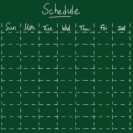 Vector Chalk Hand Drawn Schedule on Dark Green Backgroundのイラスト素材