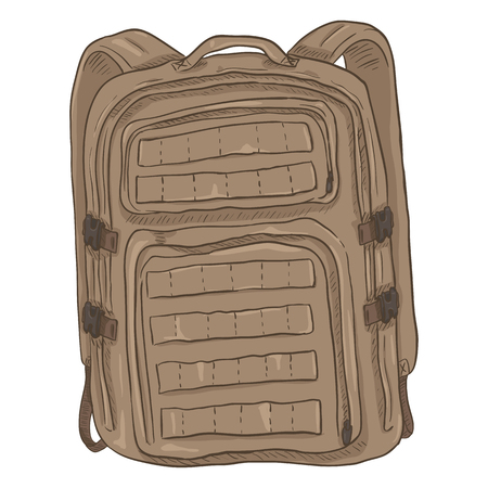 Vector Single Brown Cartoon Tactical Army Backpackのイラスト素材