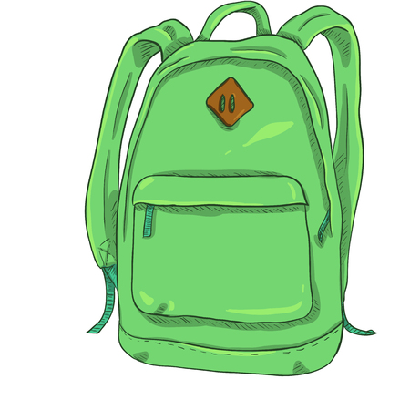 Vector Single Light Green Cartoon Casual Urban Style Backpackのイラスト素材