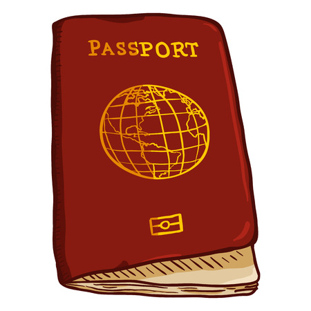 Vector Cartoon Red International Passport on White Backgroundのイラスト素材