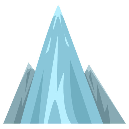 Vector Flat Illustration - Three Blue Mountains on WHite Backgroundのイラスト素材