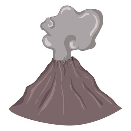 Vector SIngle Volcano with Cloud of Smokeのイラスト素材