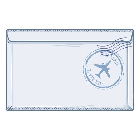 Cartoon White Envelope with Air Postal Stampsのイラスト素材