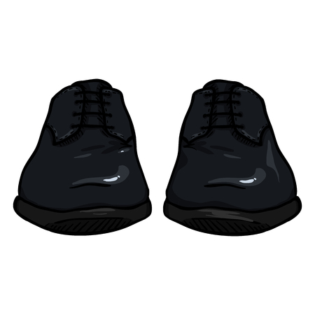 Vector Cartoon Illustration - Pair of Leather Men Shoesのイラスト素材