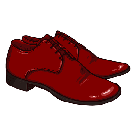 Vector Cartoon Illustration - Pair of Red Leather Men Shoesのイラスト素材