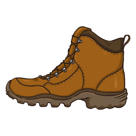 Vector Cartoon Illustration - Brown Extreme Hiking Boots. Side View.のイラスト素材