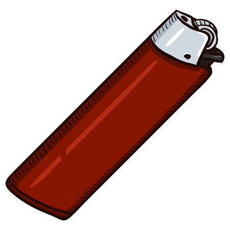 Vector Single Cartoon Red Disposable Lighter on White Backgroundのイラスト素材