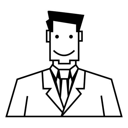 Vector Single Outline Icon - Businessman in Suitのイラスト素材