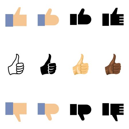 Vector Set of Different Thumb Up Icons. Like and Dislike Variations.のイラスト素材