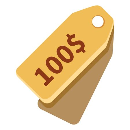 Vector Single Color Icon - Yellow Tag with Priceのイラスト素材