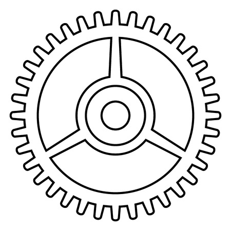 Vector Single Outline Icon - Mechanical Gear. Cogwheel Sign.のイラスト素材
