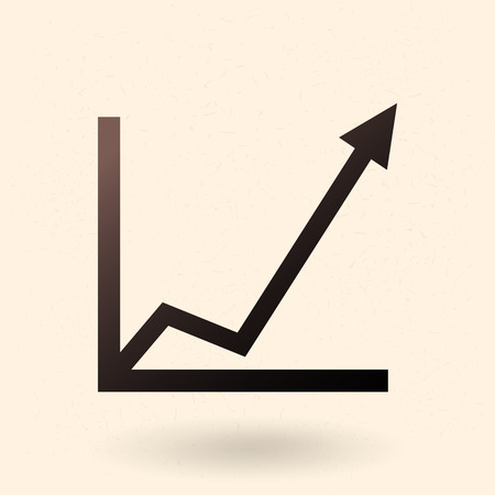 Vector Single Analitic Icon - Increasing Graph. Black Arrow Go Upのイラスト素材