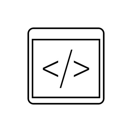 Vector Single Outline Icon - Programming Source Codeのイラスト素材