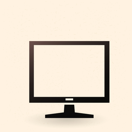 Vector Single Black Silhouette Icon - Flat LCD Monitorのイラスト素材