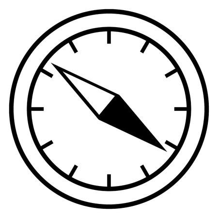 Vector Single Black Outline Geographic Compass Iconのイラスト素材