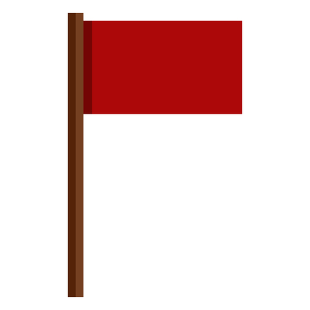 Vector Single Color Icon - Red Flag on Brown Wodden Flagpoleのイラスト素材