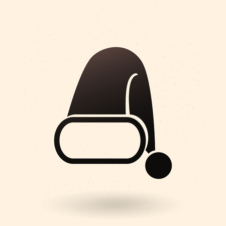 Vector Single Black Silhouette Icon - Santa Claus Hat. Christmas Symbol.のイラスト素材