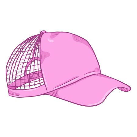 Vector Cartoon Side View Pink Net Cap. Beach Headwear.のイラスト素材