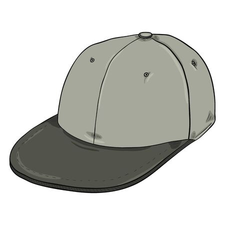 Vector Cartoon Retro Gray Baseball Cap with Flat Peak. Hip-hop Headwear.のイラスト素材